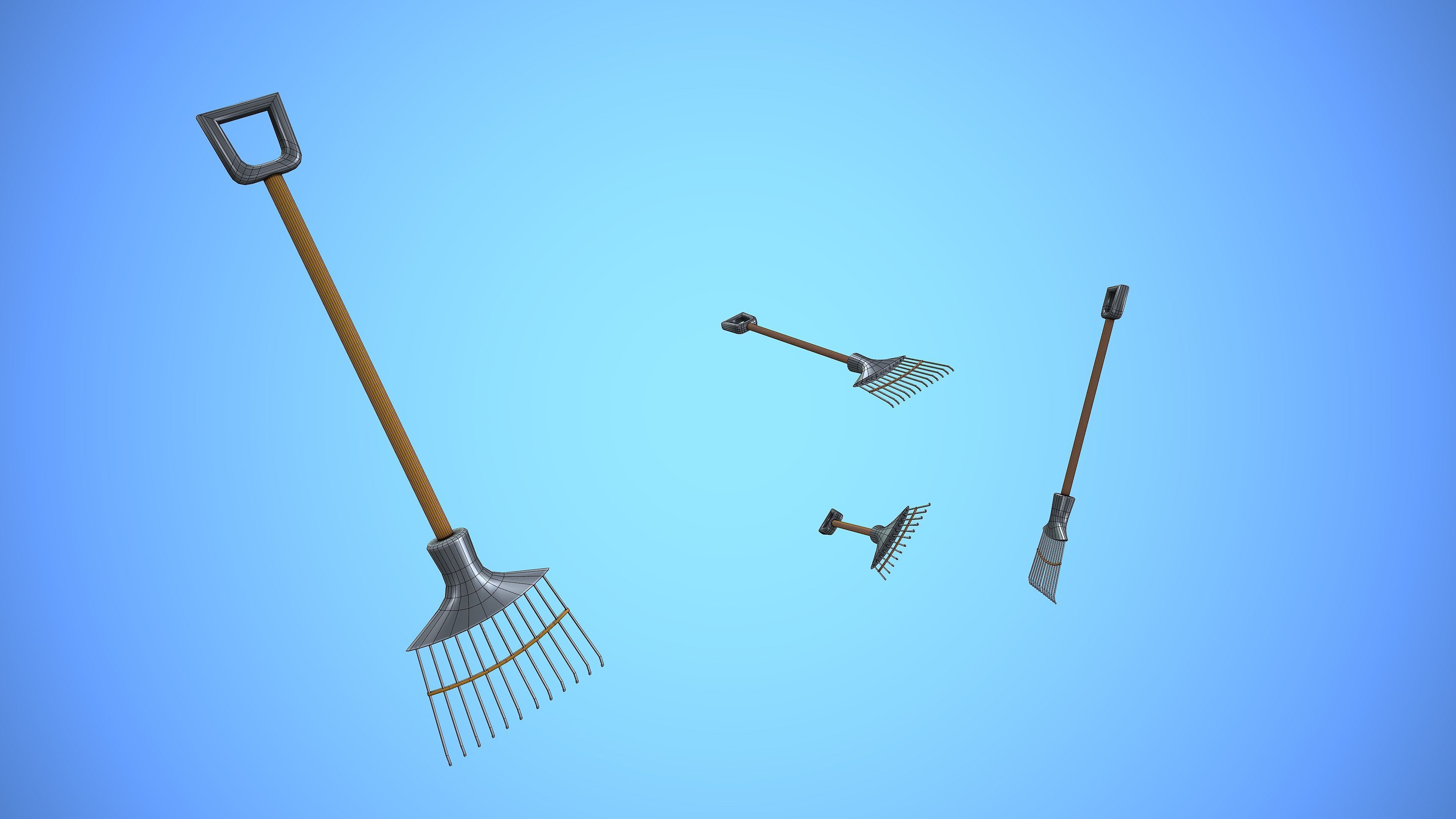 RAKE CARTOON STYLIZED Low-poly 3D model_3