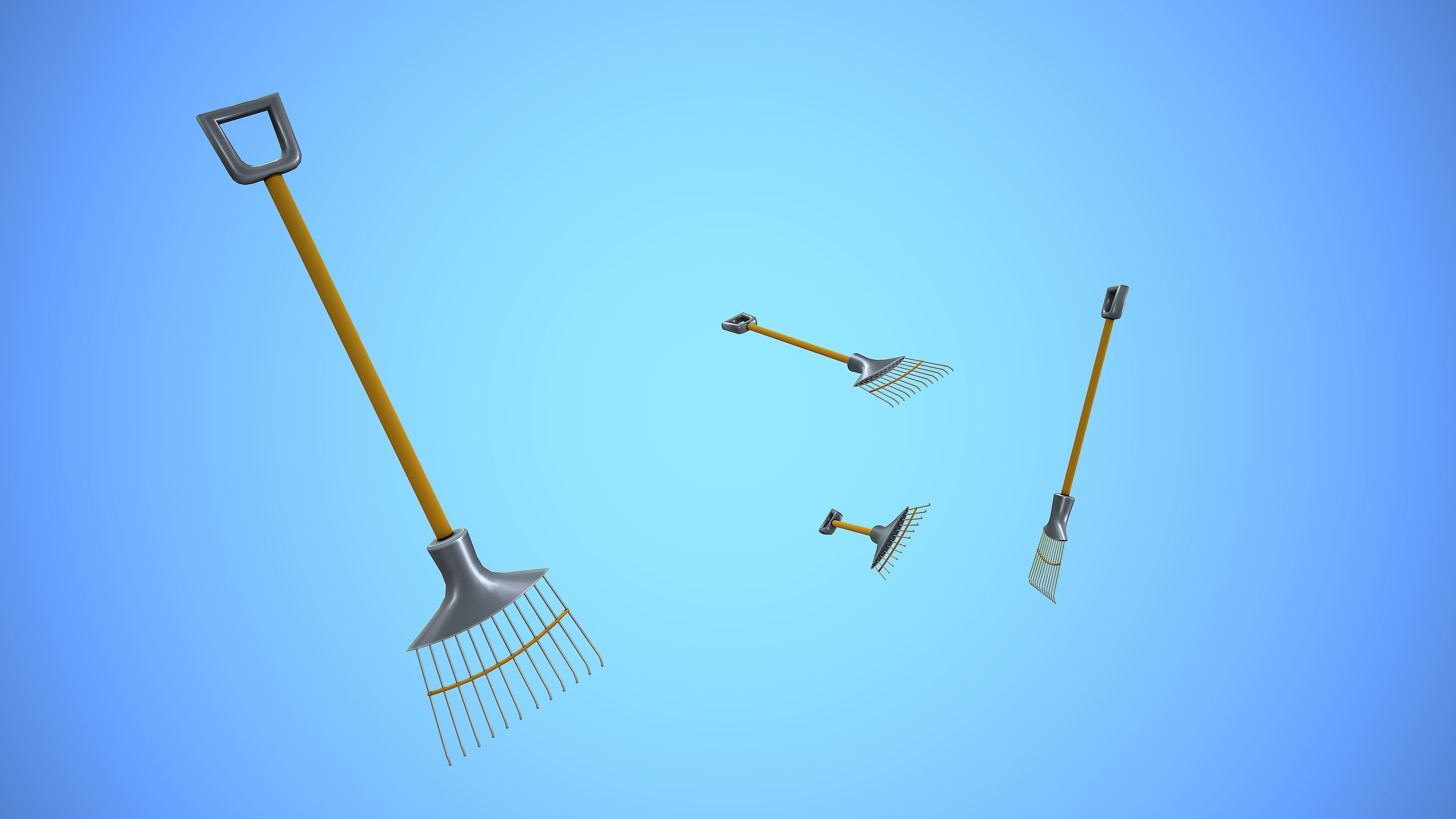 RAKE CARTOON STYLIZED Low-poly 3D model_2