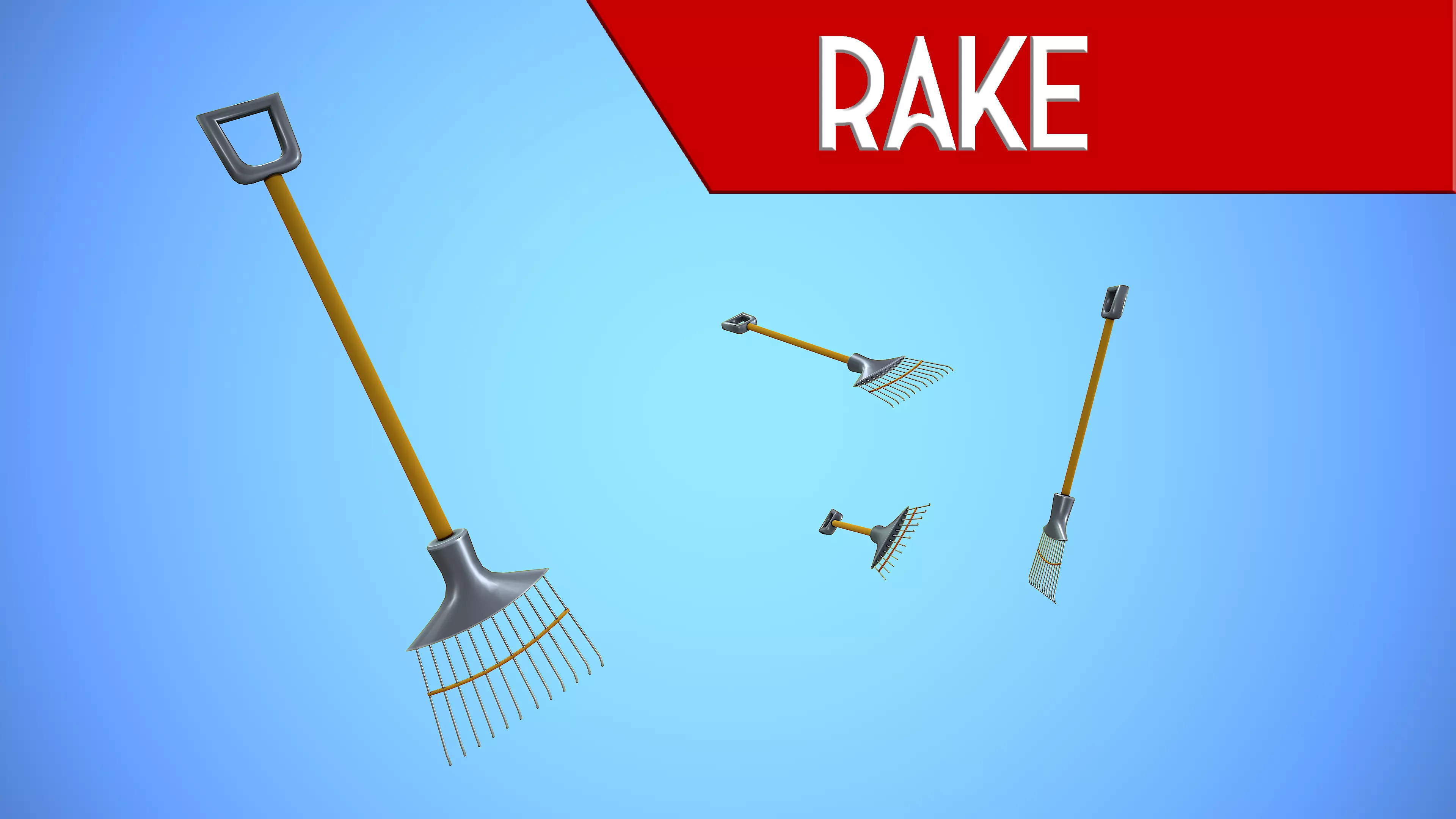 RAKE CARTOON STYLIZED Low-poly 3D model_0