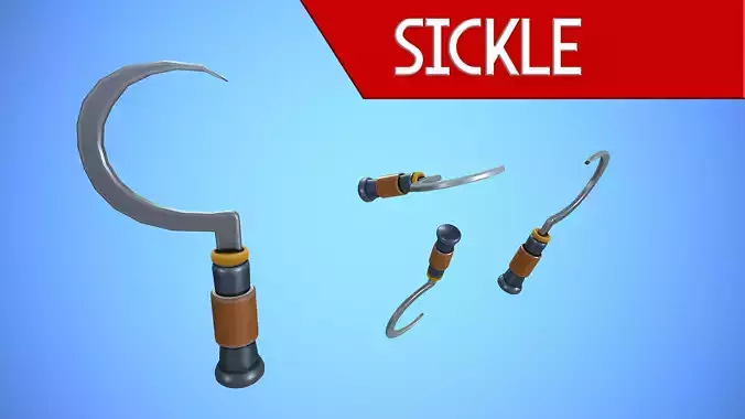 SICKLE CARTOON STYLIZED Low-poly 3D model