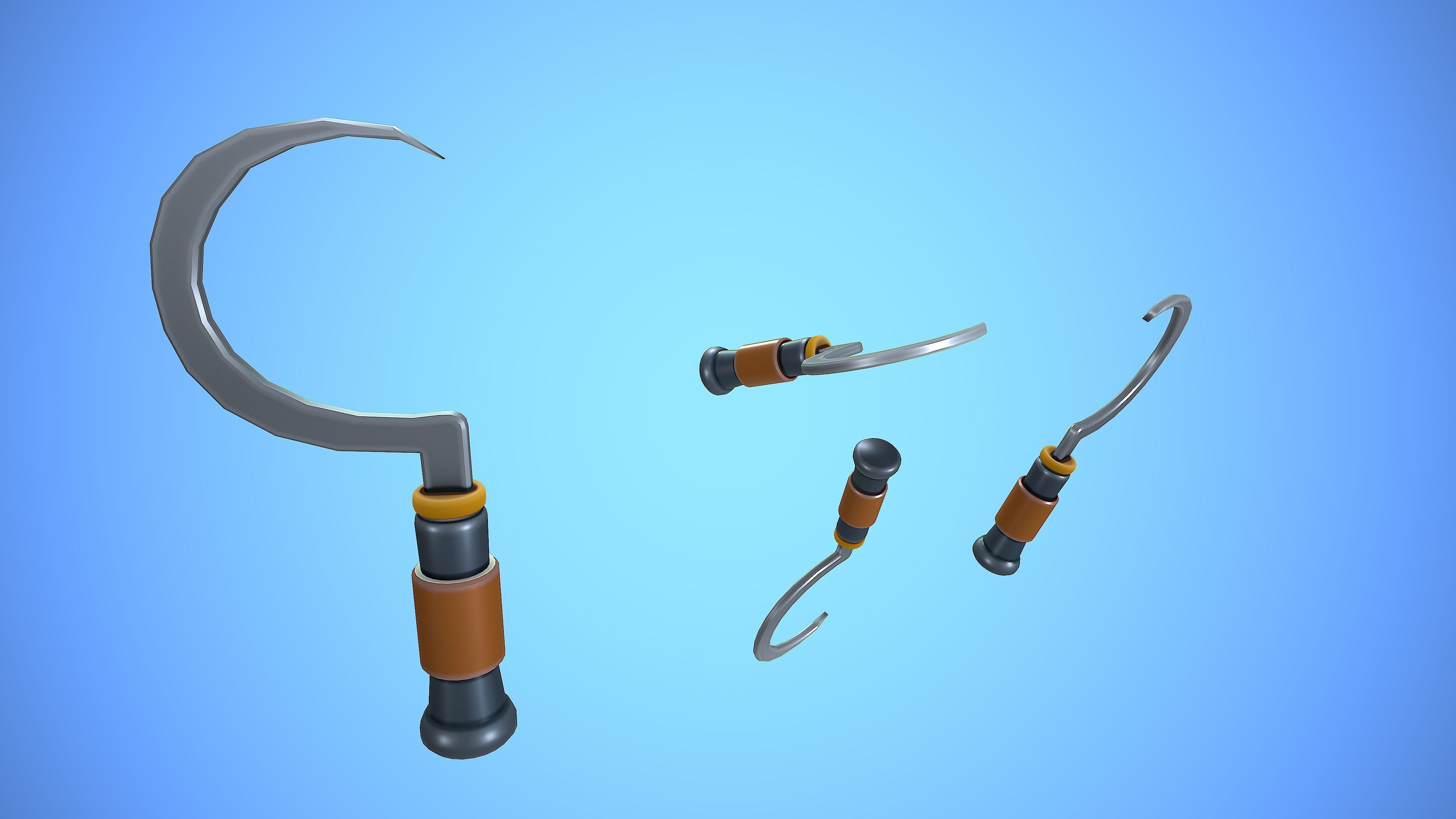 SICKLE CARTOON STYLIZED Low-poly 3D model_2