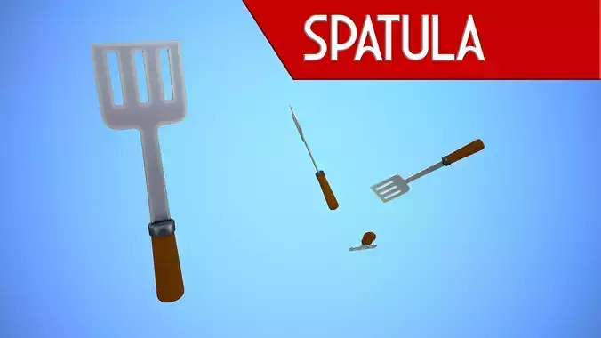 SPATULA CARTOON KITCHEN STYLIZED Low-poly 3D model