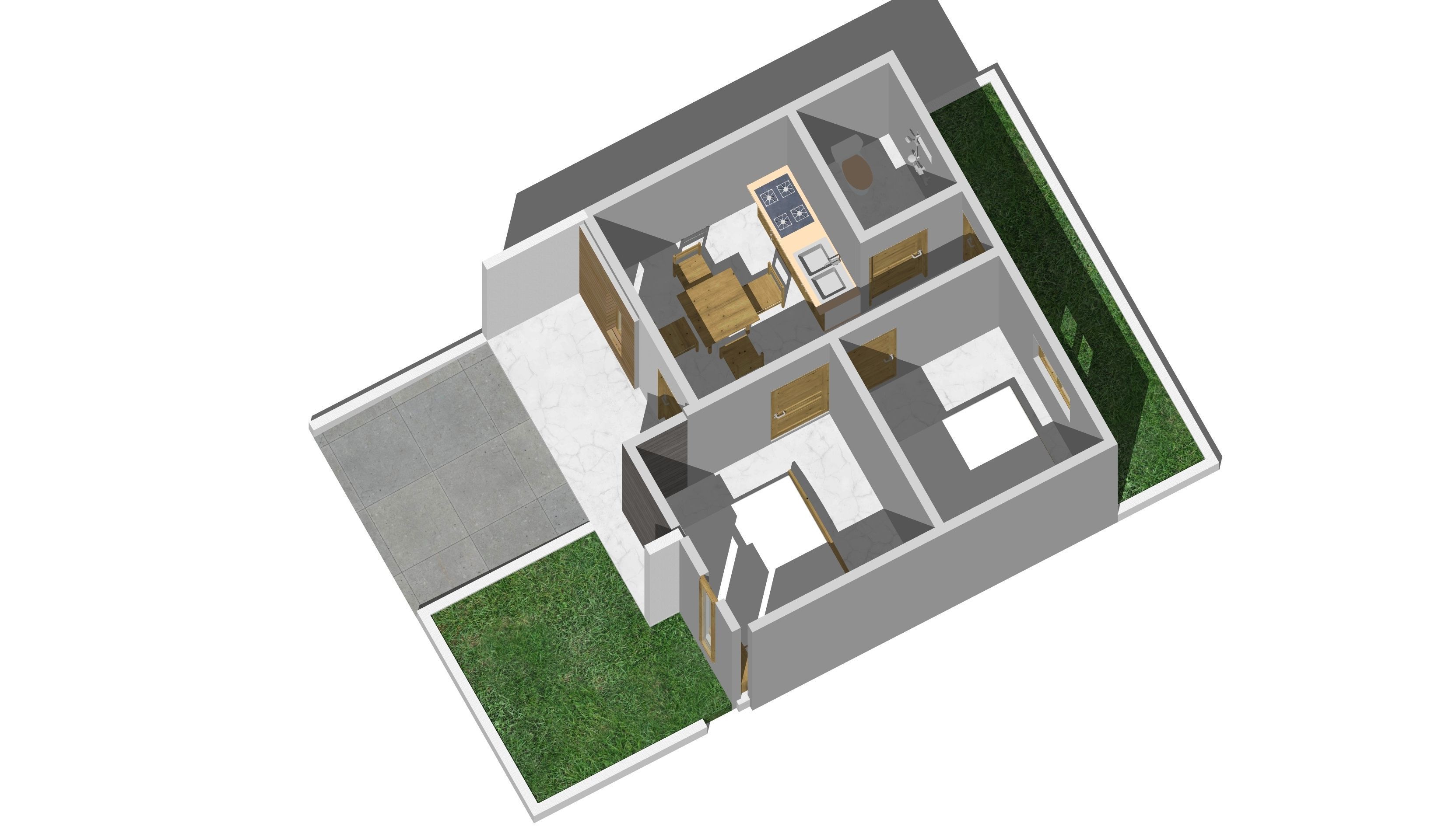 Minimalist 6m x 10m Residential House 3 3D model_2