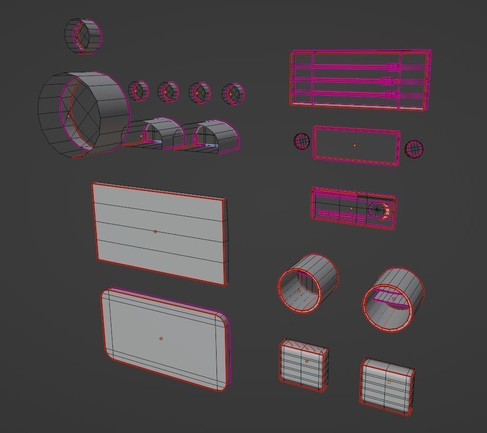 Painels Items for Vehicles Low-poly 3D model_25
