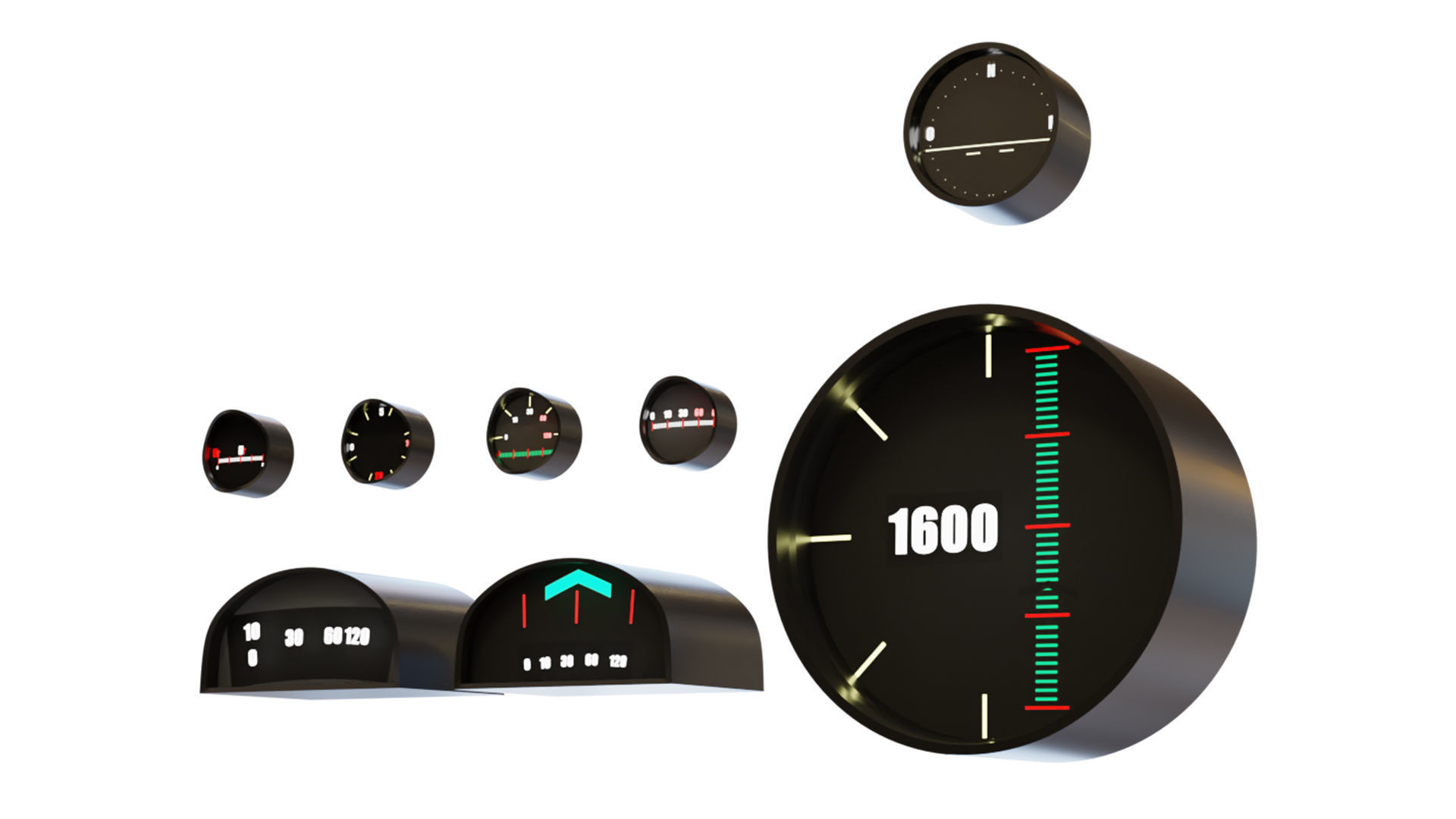 Painels Items for Vehicles Low-poly 3D model_9