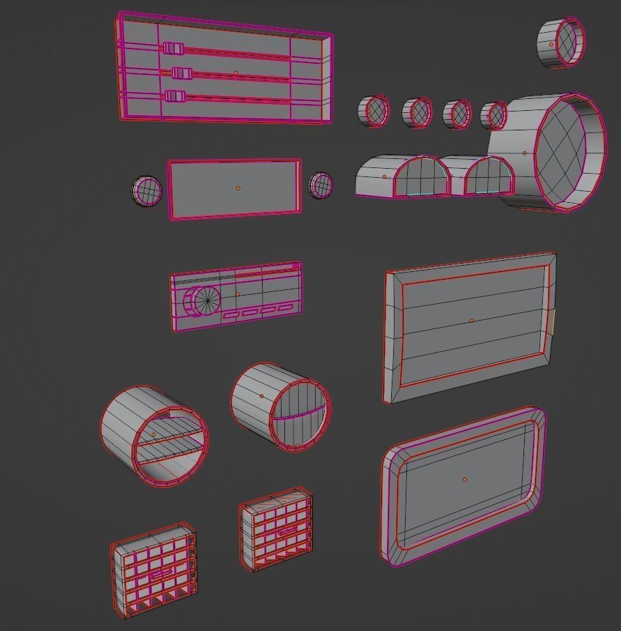 Painels Items for Vehicles Low-poly 3D model_26