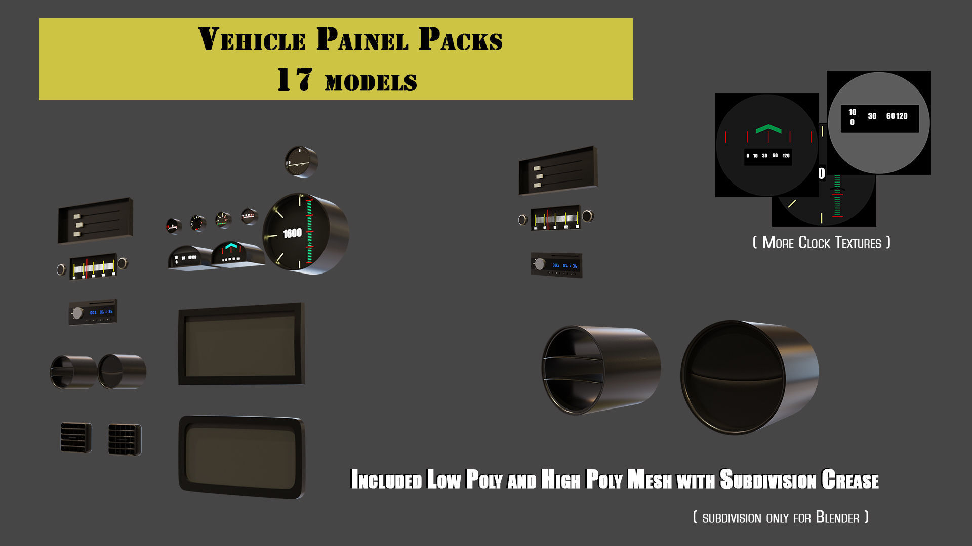 Painels Items for Vehicles Low-poly 3D model_1
