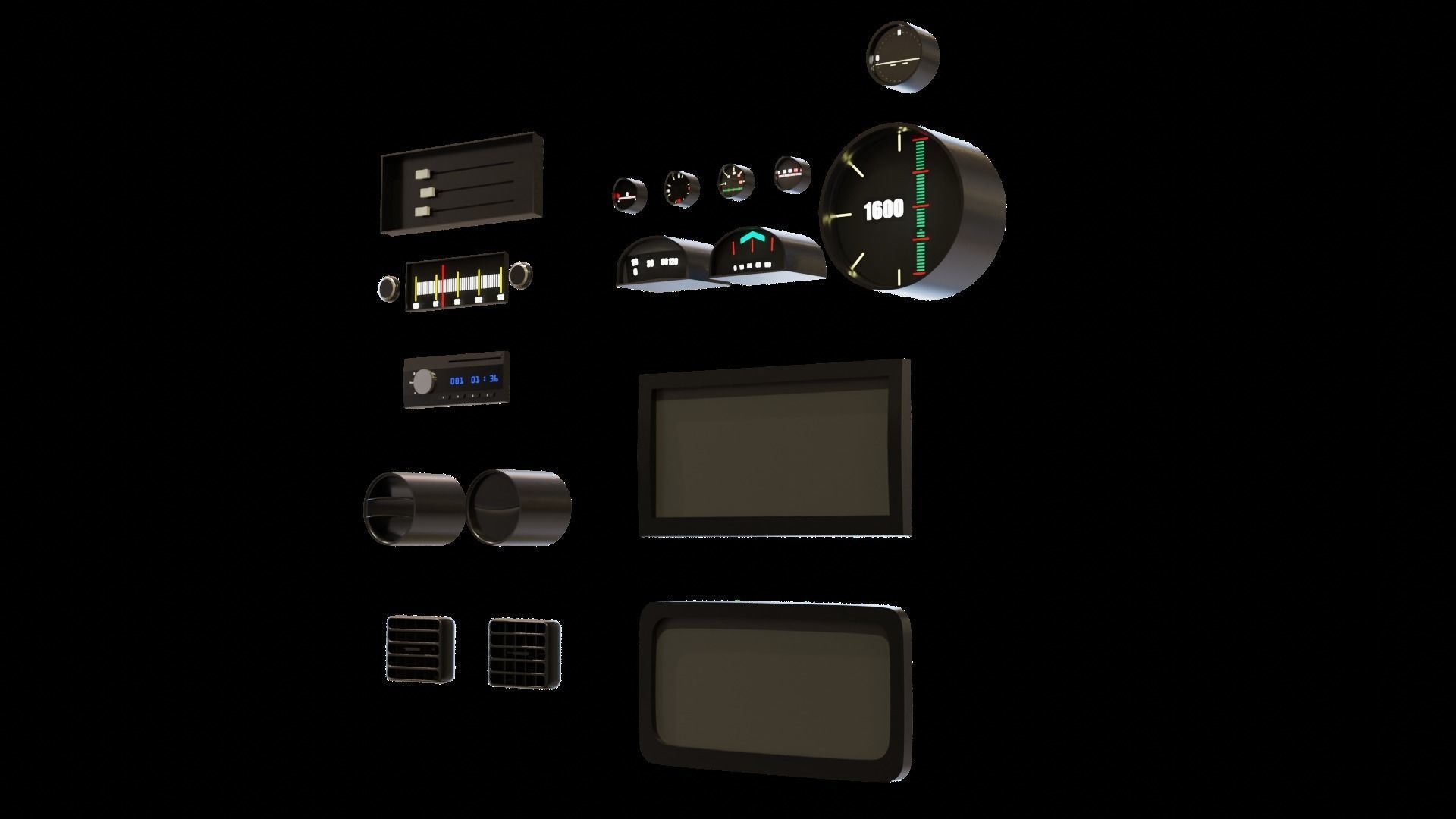 Painels Items for Vehicles Low-poly 3D model_41