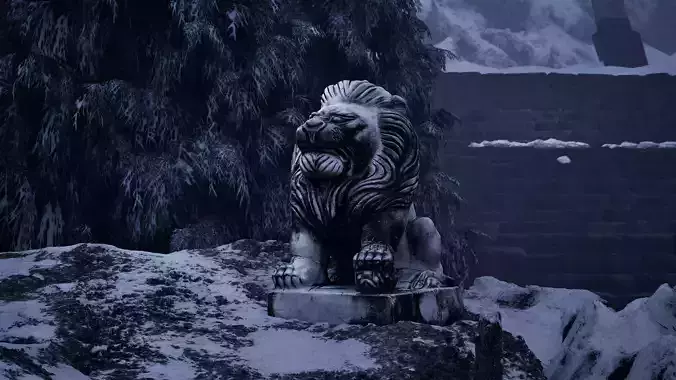 Lion Statue - 3D Megascan Data