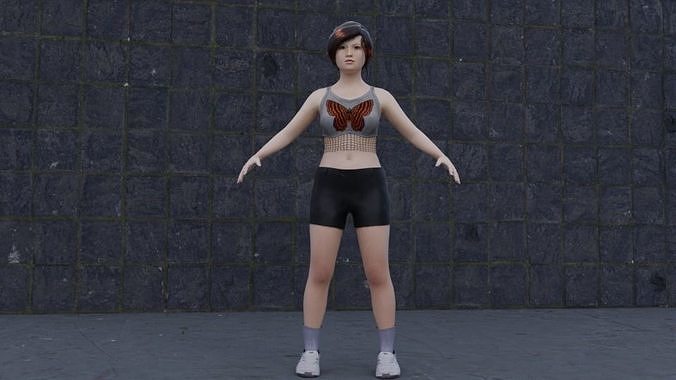 The female model is rigged  Low-poly 3D model