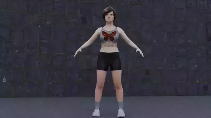 The female model is rigged 