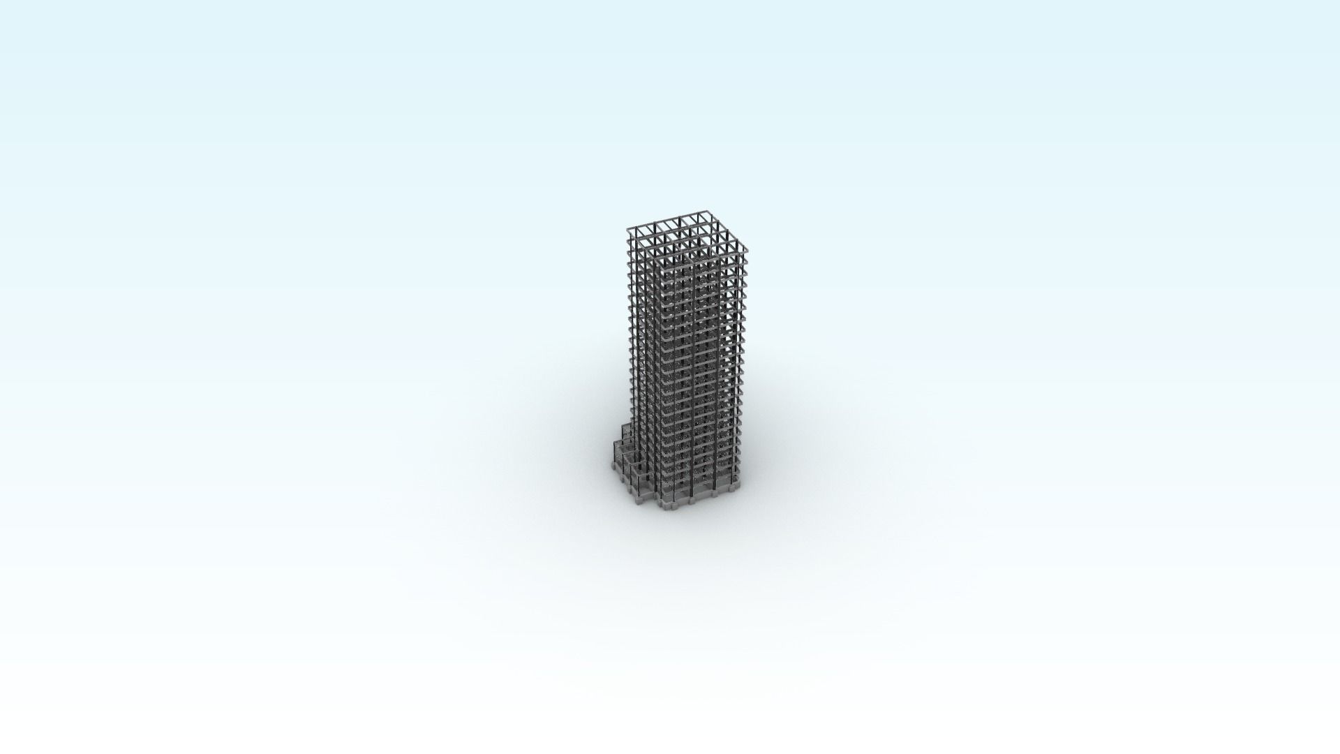 Steel-frame high-rise building 3D model_2