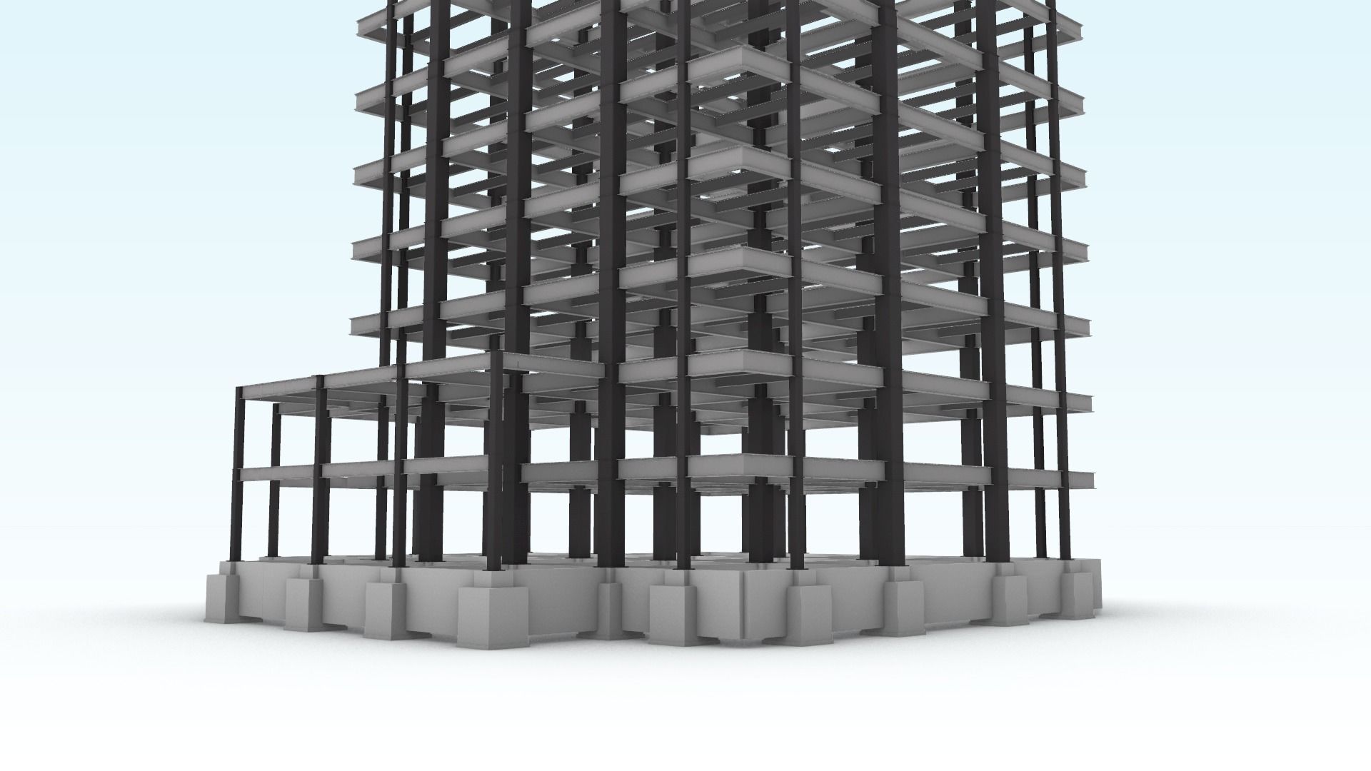 Steel-frame high-rise building 3D model_4