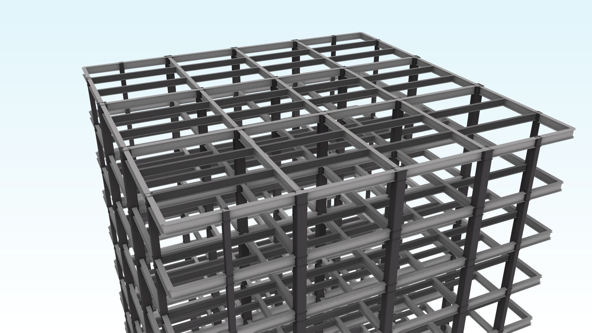 Steel-frame high-rise building 3D model_11