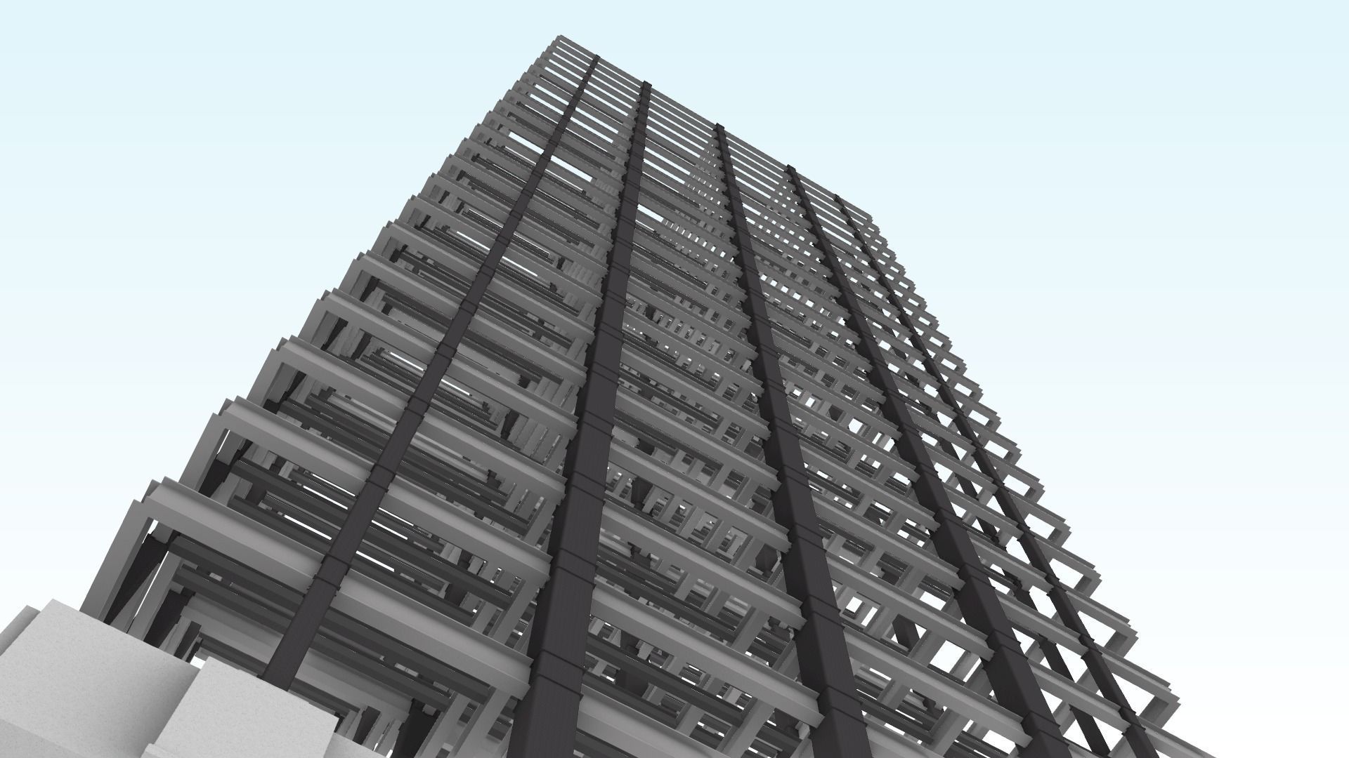 Steel-frame high-rise building 3D model_5