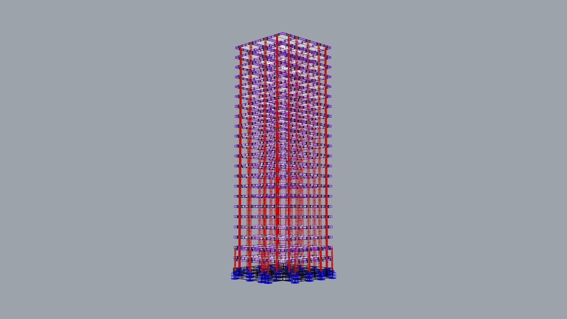 Steel-frame high-rise building 3D model_1