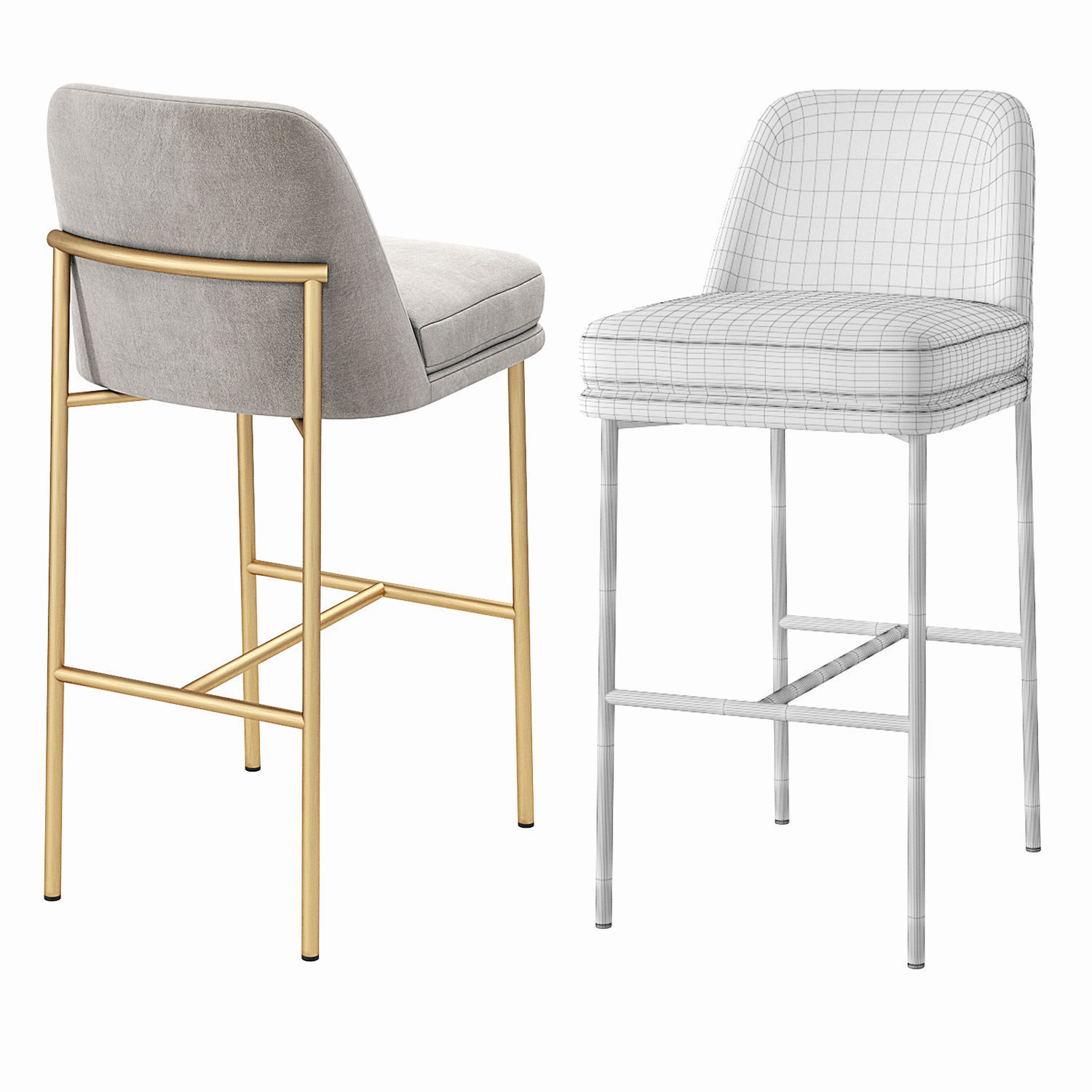 Westelm Jack Metal Frame Barstool 3D model_3