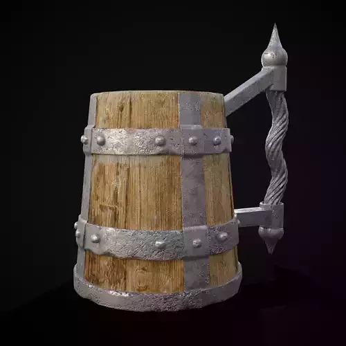 Wood Steel Medieval Mug Low-poly 3D model