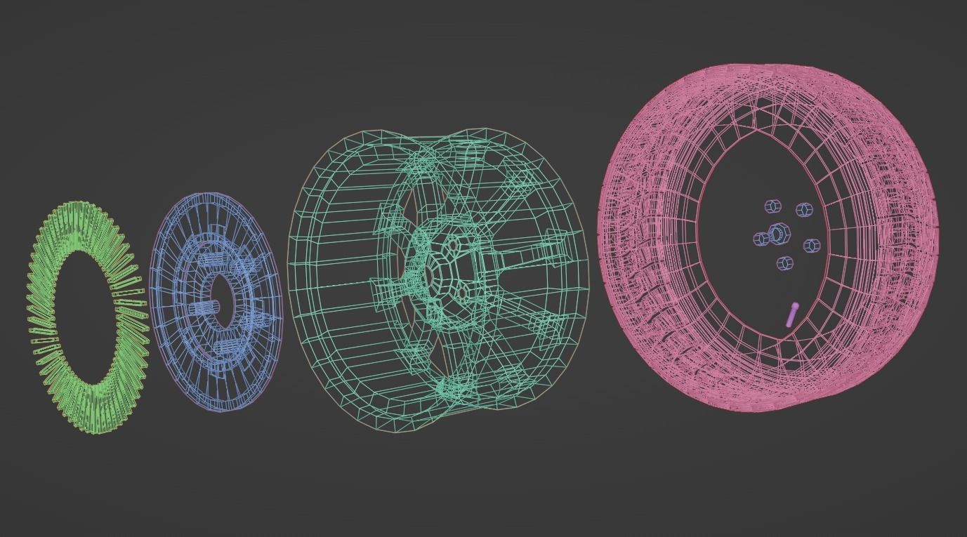 Rally Wheel 3D model PBR Low-poly 3D model_9