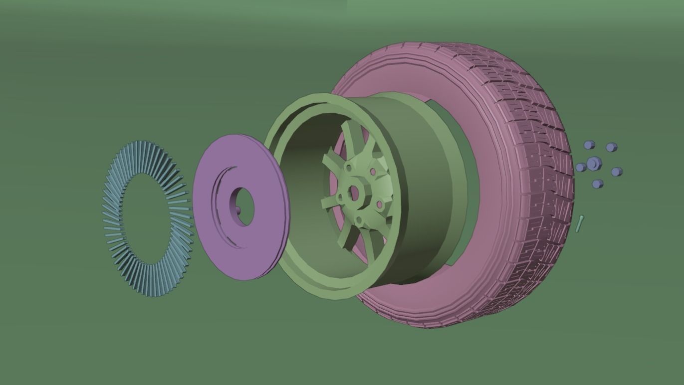 Rally Wheel 3D model PBR Low-poly 3D model_7