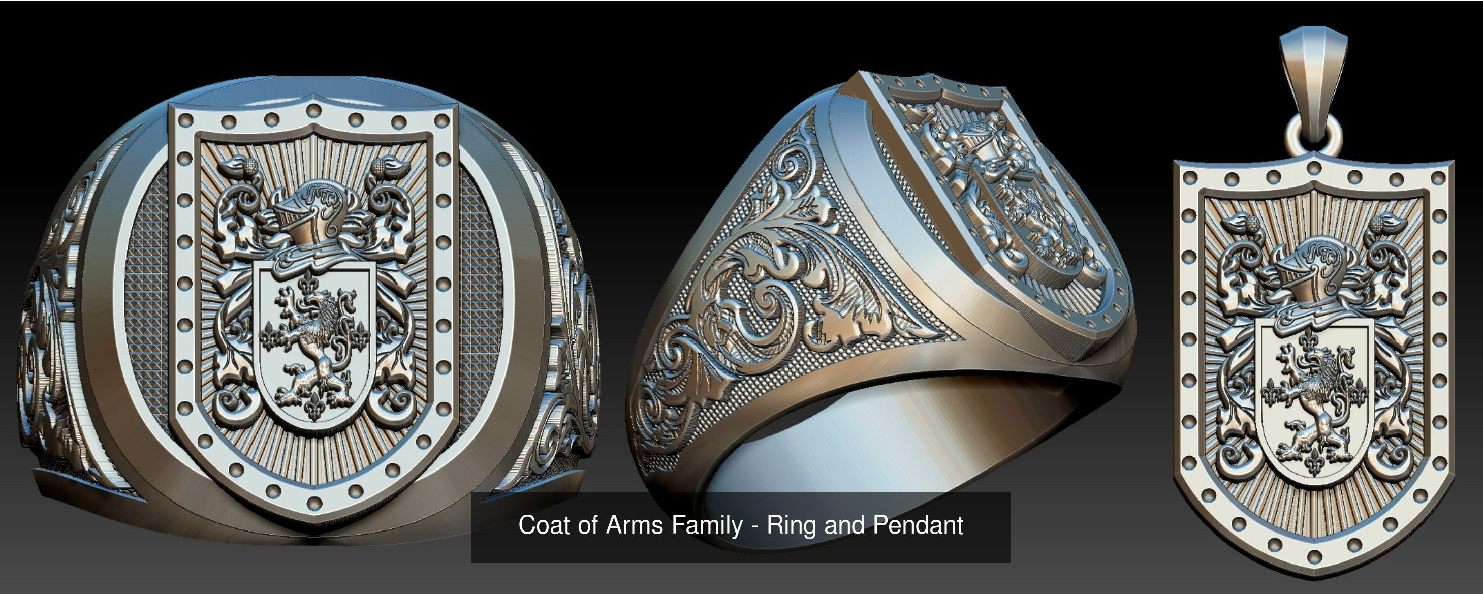 Coat of Arms Brasao - Crest Elements Set Colection 3D Model Collection_8