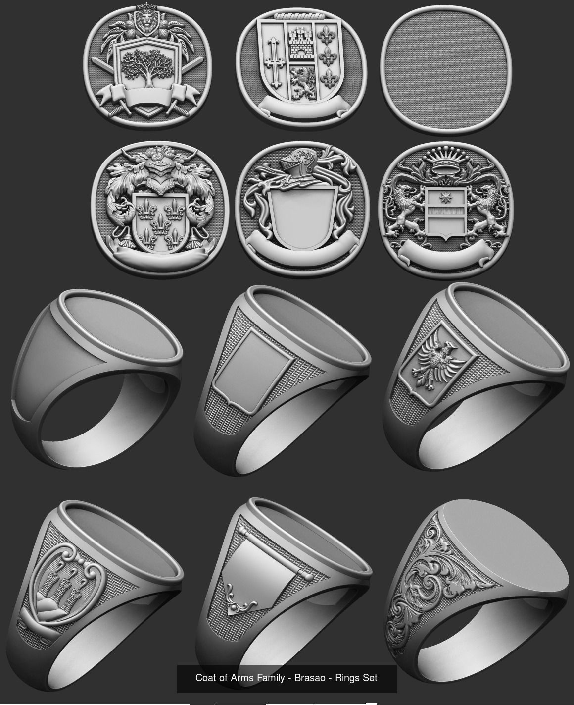 Coat of Arms Brasao - Crest Elements Set Colection 3D Model Collection_6