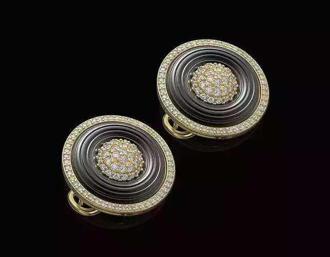 Swirl with central ball of gems Earrings 3D print model