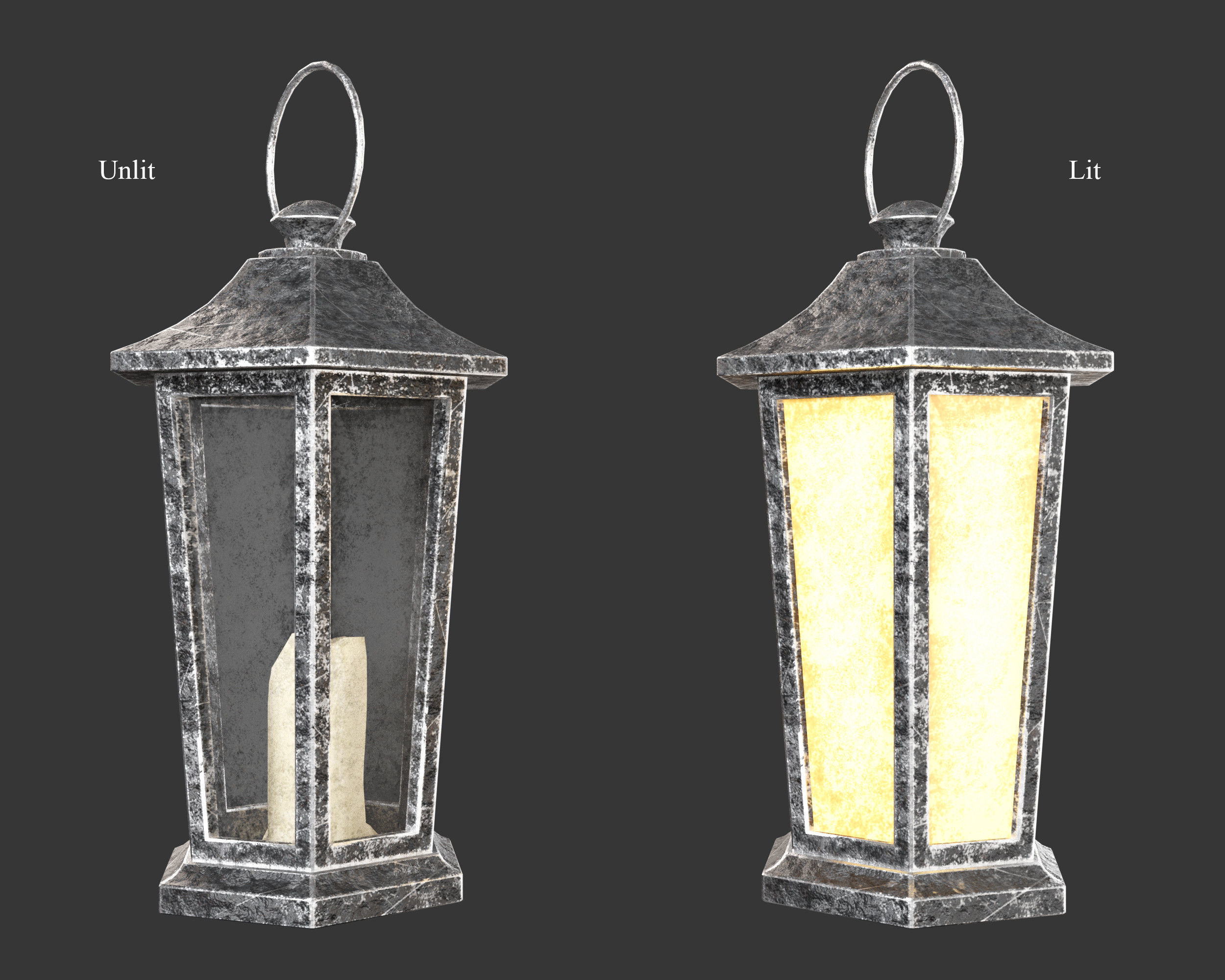Medieval Elegant Lighting Lantern Low-poly 3D model_2