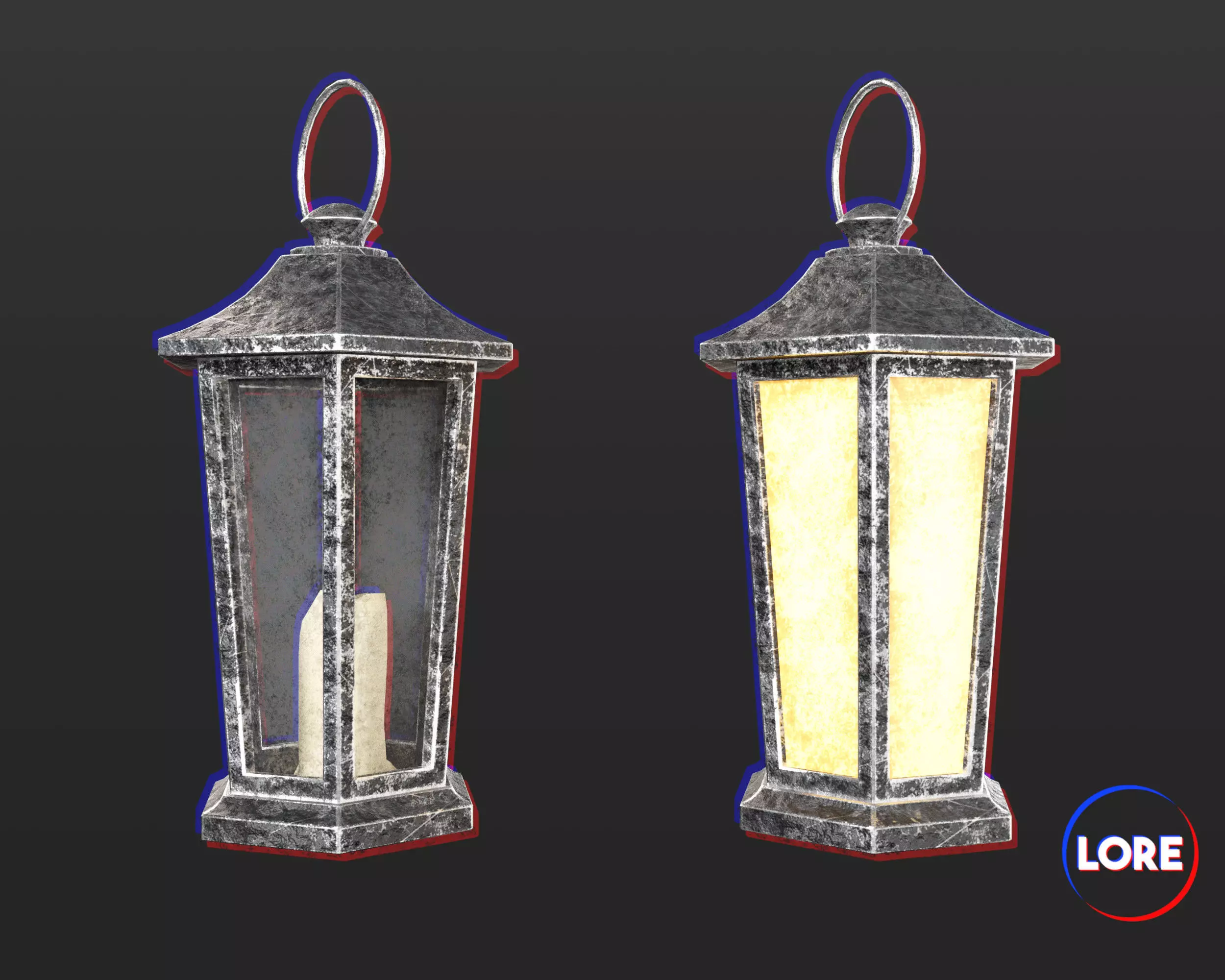 Medieval Elegant Lighting Lantern Low-poly 3D model_0