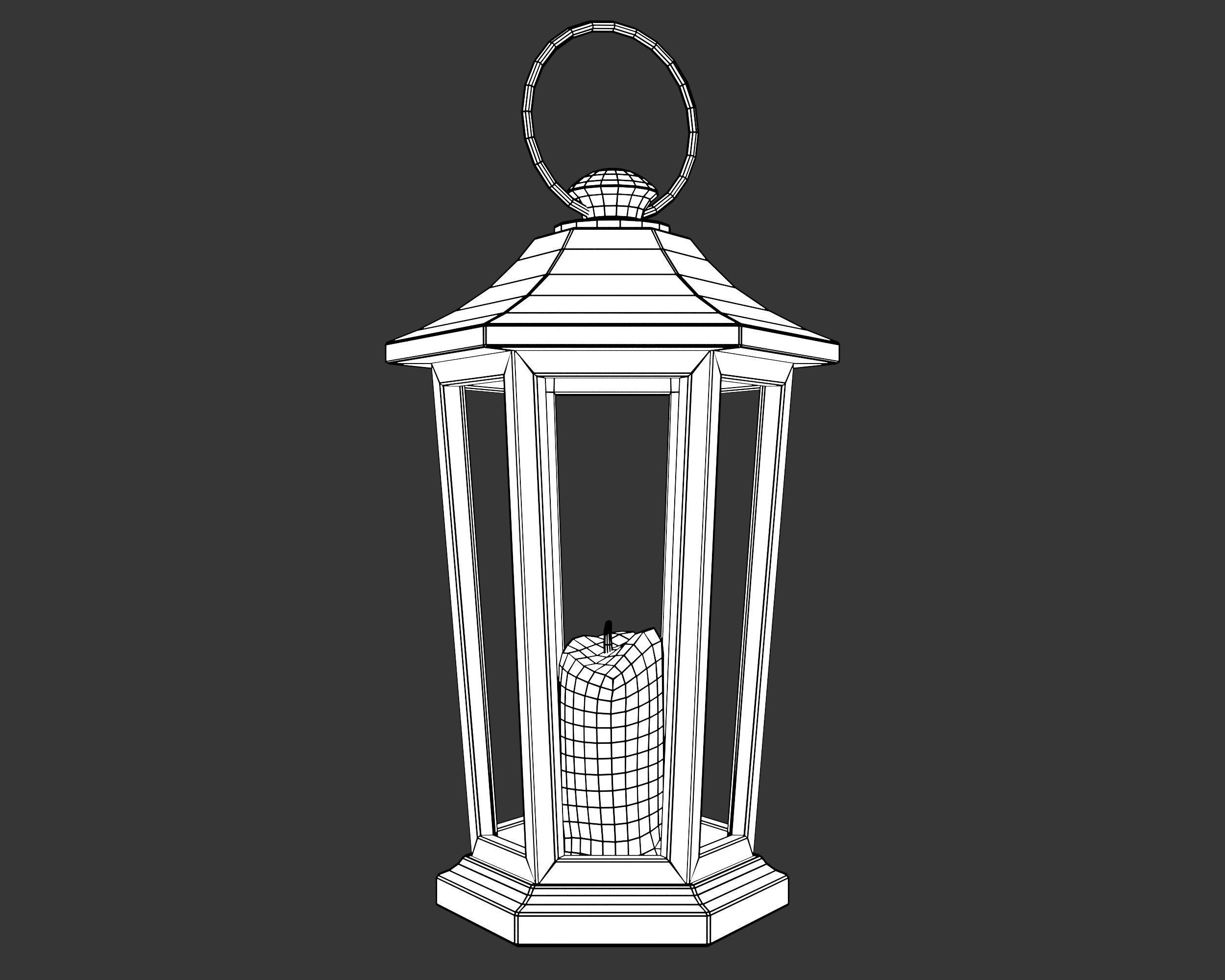 Medieval Elegant Lighting Lantern Low-poly 3D model_5