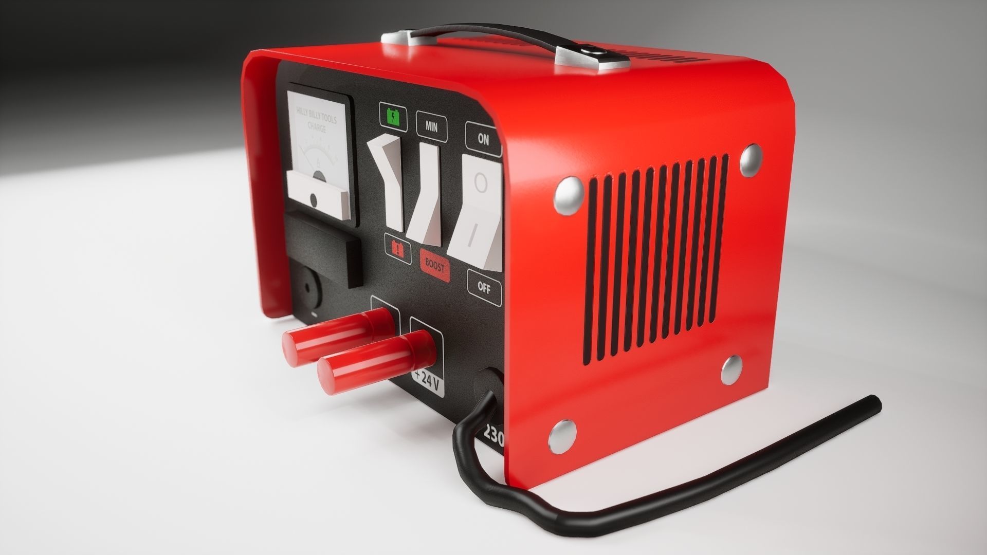 Industry Battery charger for car battery no clamps clean version Low-poly 3D model_4