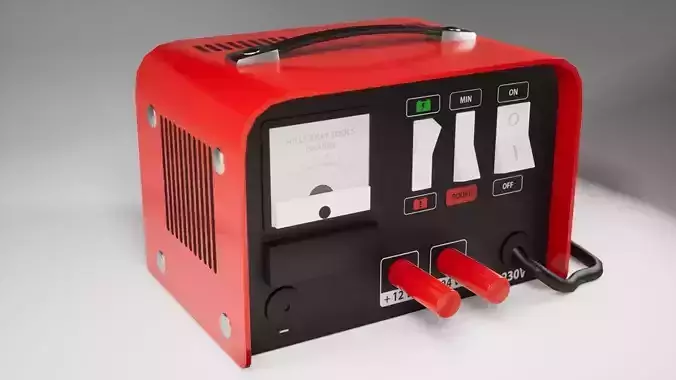 Industry Battery charger for car battery no clamps clean version Low-poly 3D model