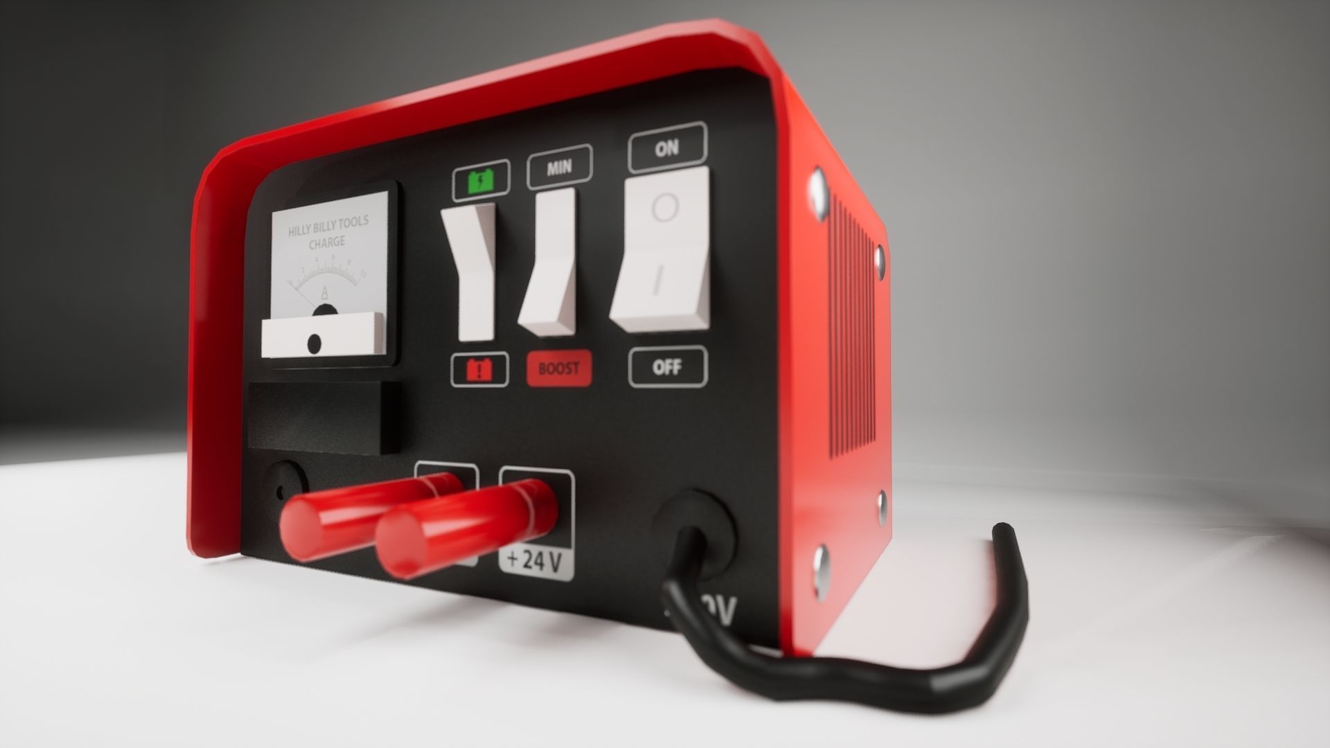 Industry Battery charger for car battery no clamps clean version Low-poly 3D model_1