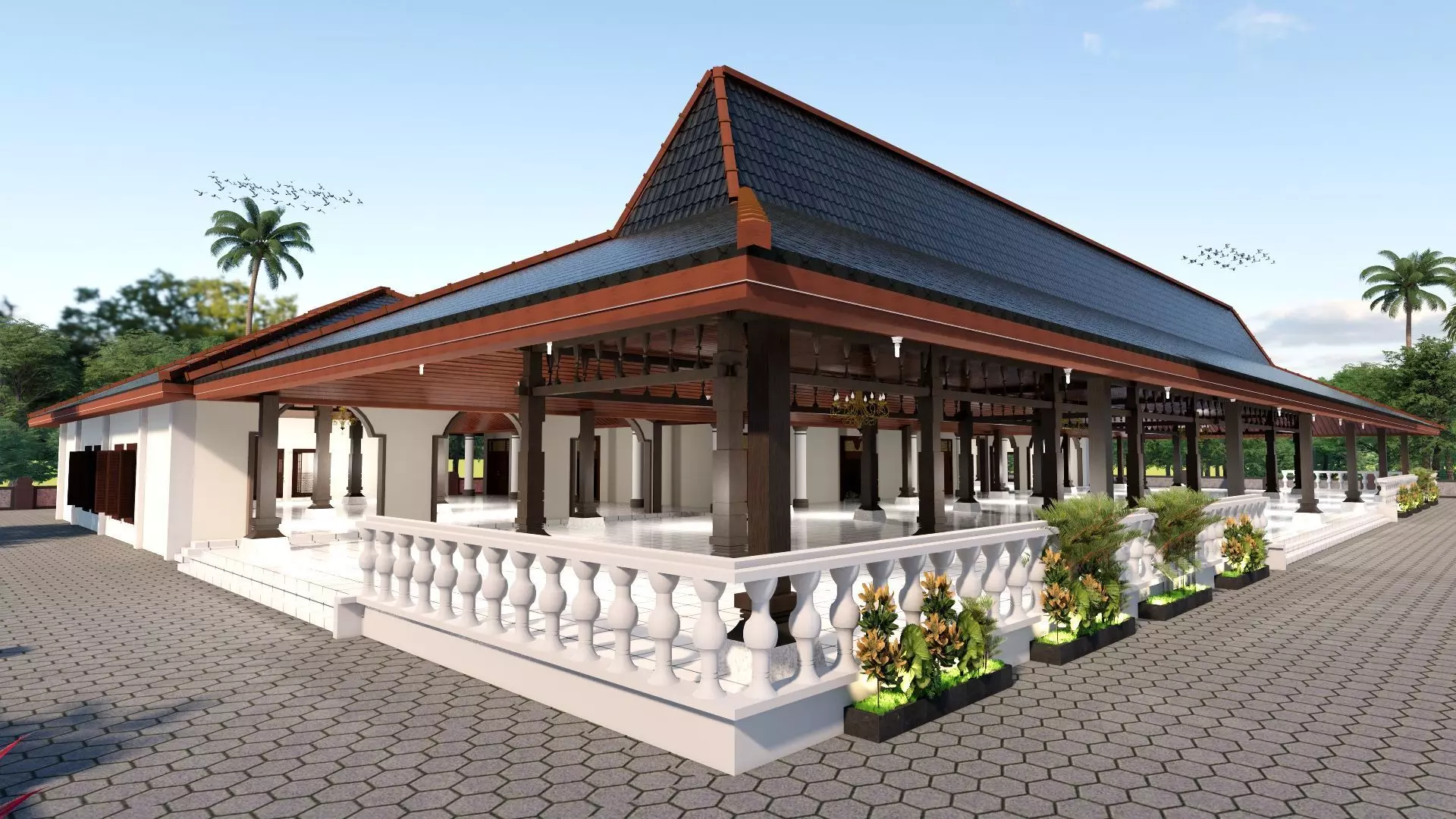 Javanese combine madinah Mosque exterior and interior 3D model
