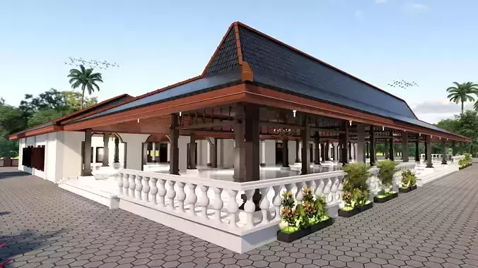 Javanese combine madinah Mosque exterior and interior  3D model