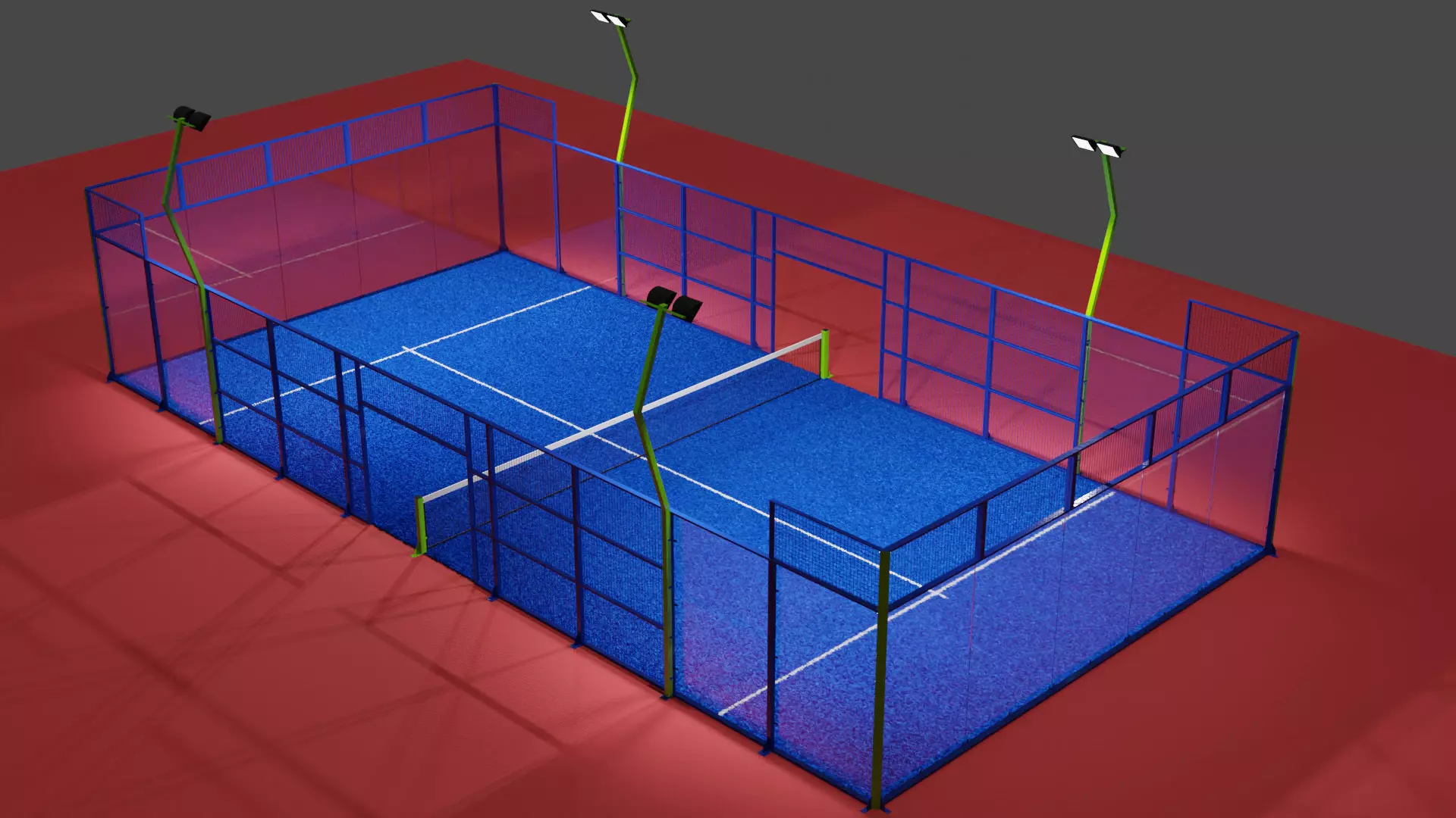 Detailed Padel Court 3D model_0