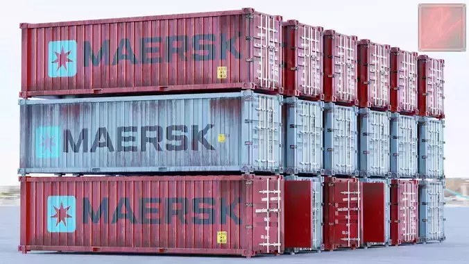 Realistic Cargo Shipping Container 3D Model  Low-poly 3D model