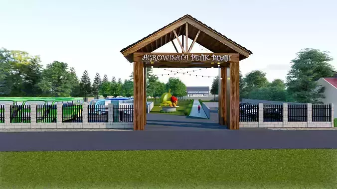 wood gate design 3D model