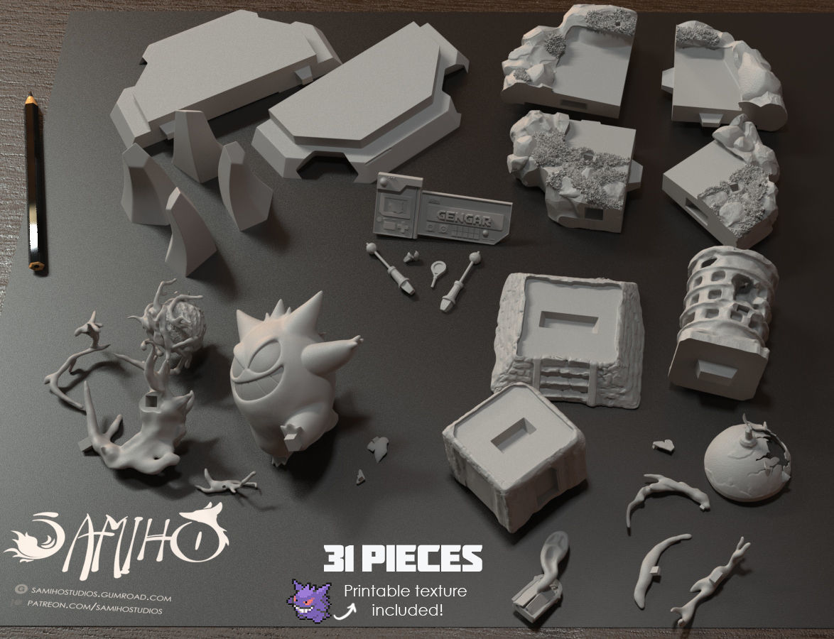 Samiho Studios - Gengar Lavender Tower - STLs ready for printing 3D print model_3
