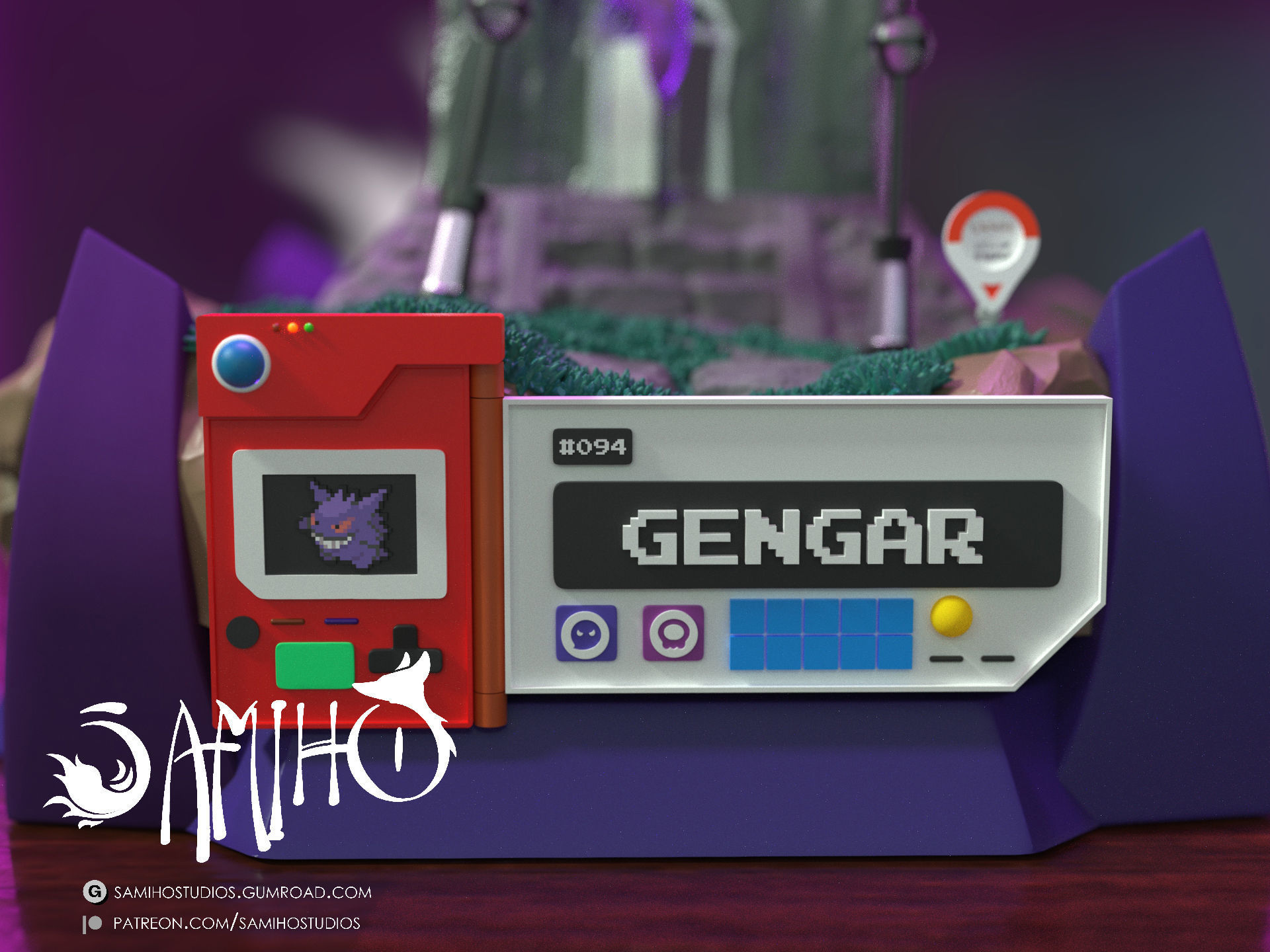 Samiho Studios - Gengar Lavender Tower - STLs ready for printing 3D print model_7
