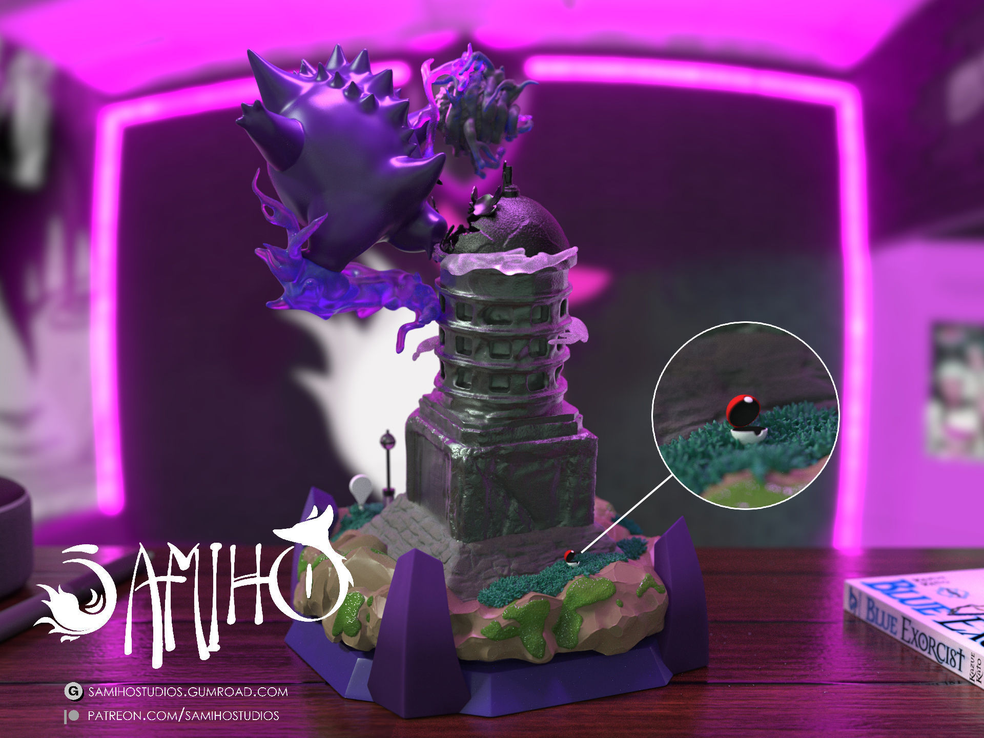 Samiho Studios - Gengar Lavender Tower - STLs ready for printing 3D print model_5