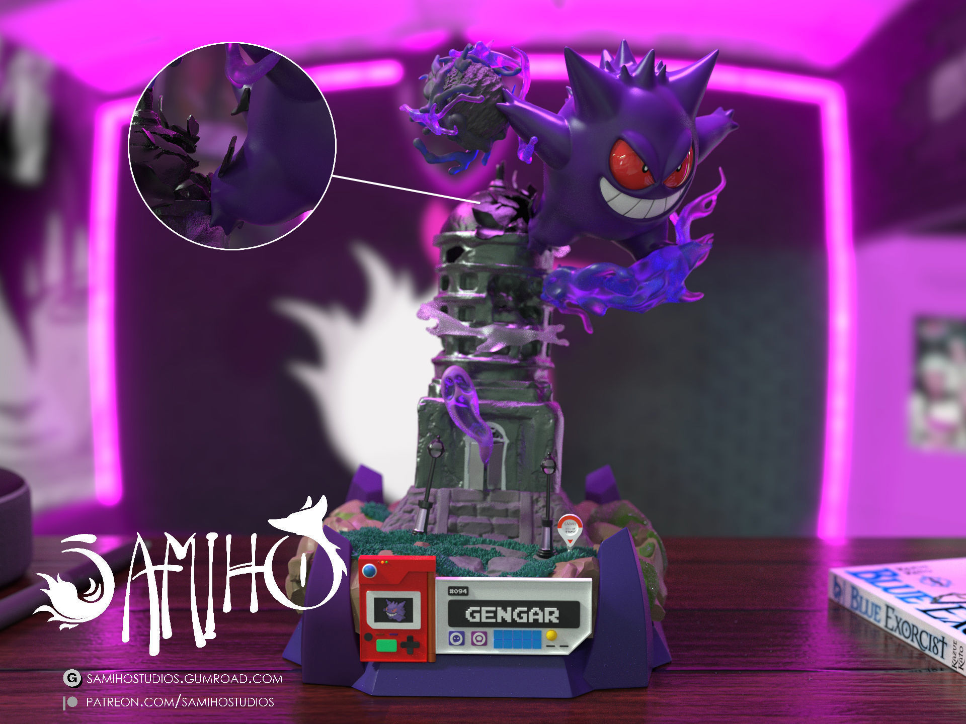 Samiho Studios - Gengar Lavender Tower - STLs ready for printing 3D print model_4