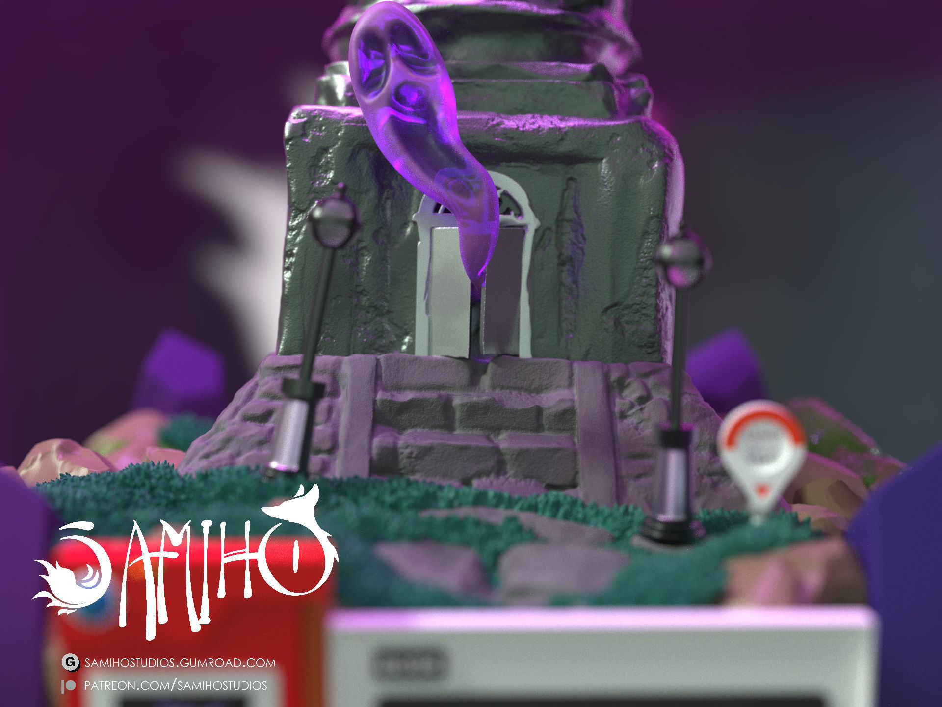 Samiho Studios - Gengar Lavender Tower - STLs ready for printing 3D print model_6