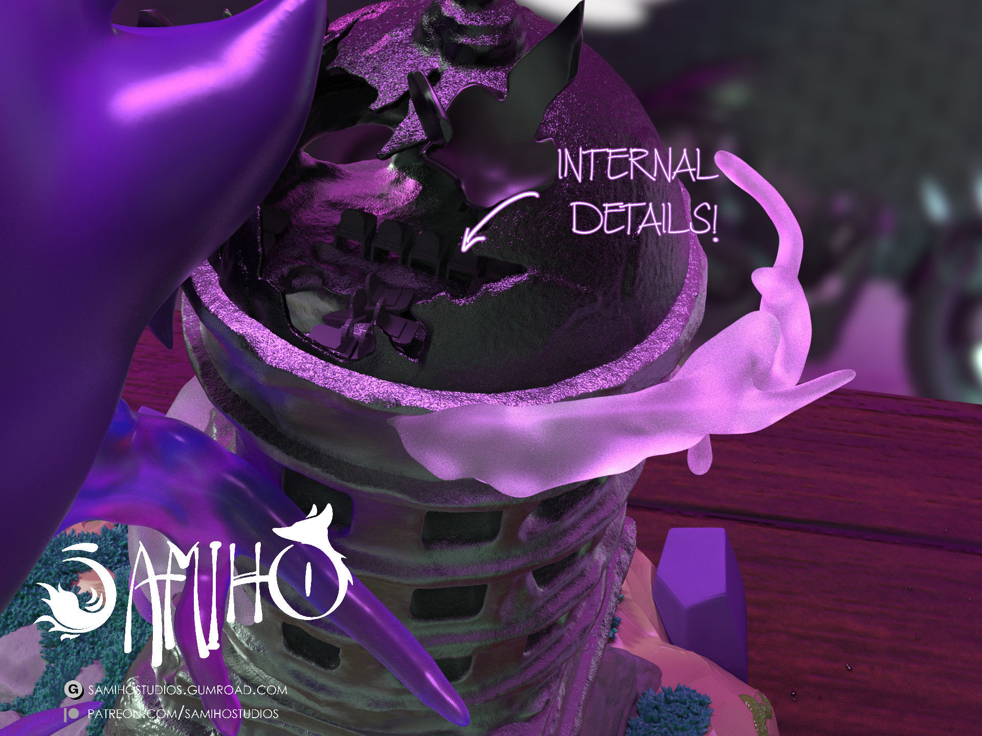 Samiho Studios - Gengar Lavender Tower - STLs ready for printing 3D print model_8