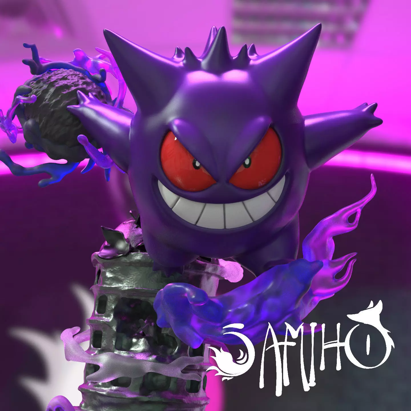 Samiho Studios - Gengar Lavender Tower - STLs ready for printing 3D print model_0