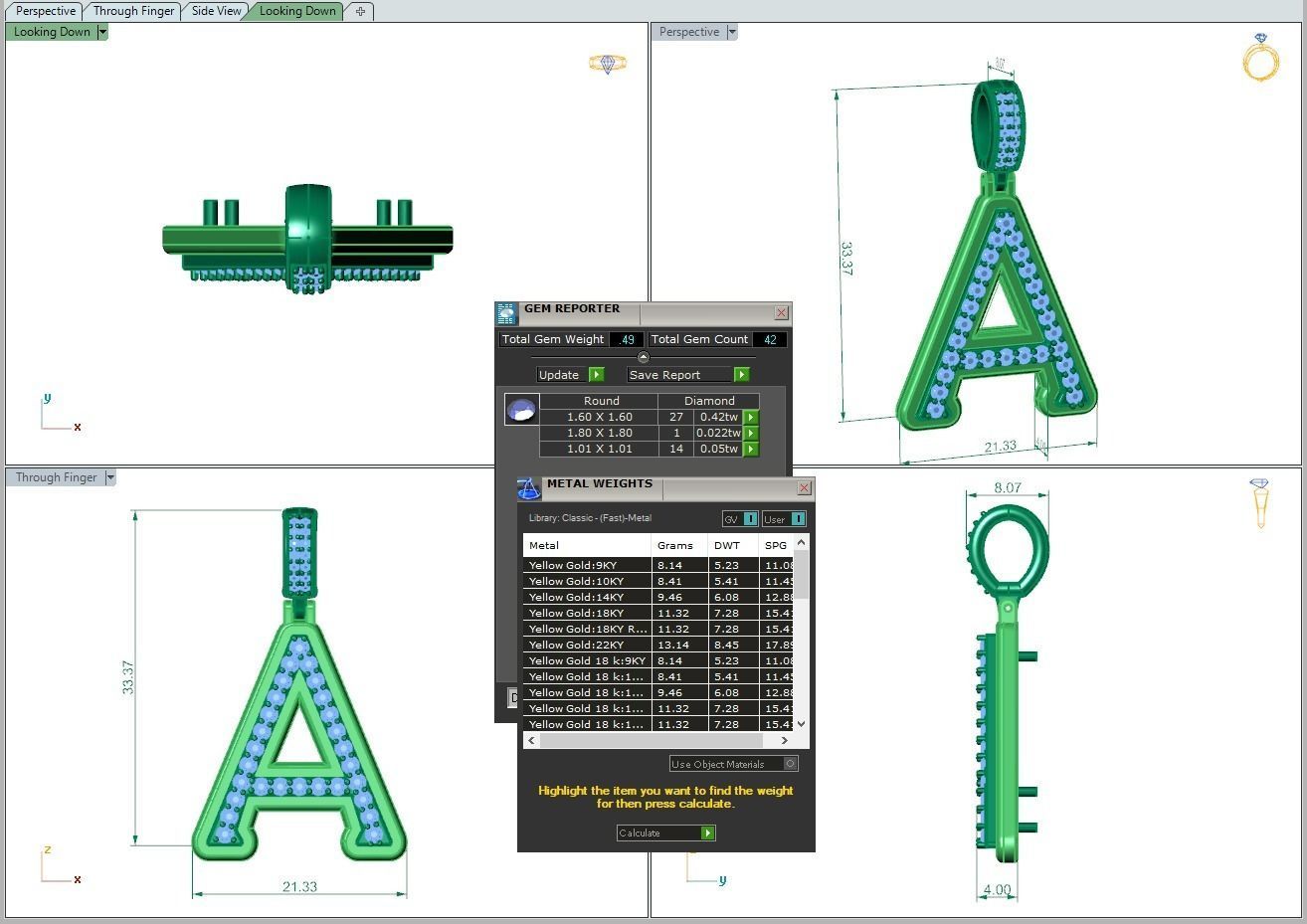 Alphabet Diamond pendant A 3D print model_2