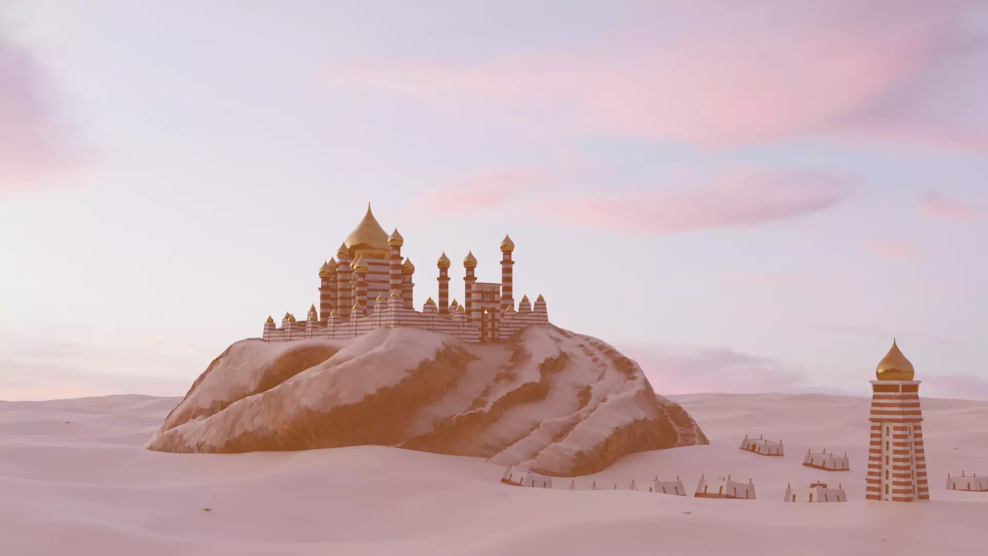 Arabian Architecture Landscape and Props Blender Kitbash 3D model