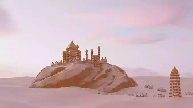 Arabian Architecture Landscape and Props Blender Kitbash