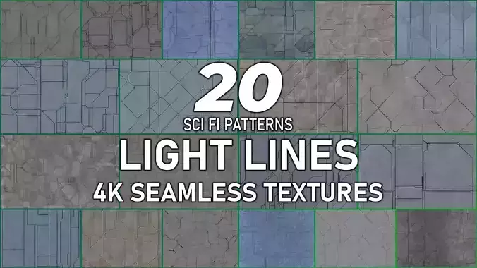 20 Seamless Sci-fi Panels - Light Lines Texture