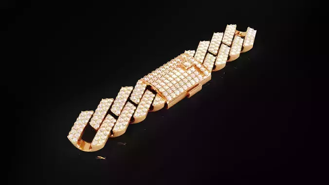 Diamond Cuban link bracelet 8 3D print model